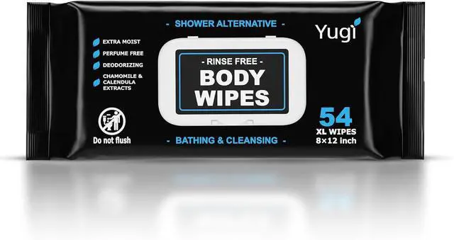 Main image of Adult Body Wipes XL No-Rinse shower, Washcloths, Unscented Bathing for Elderly, Camping, Gym, Travel & Nursing, Extra Moist and Disposable (1 Pack) of 54
