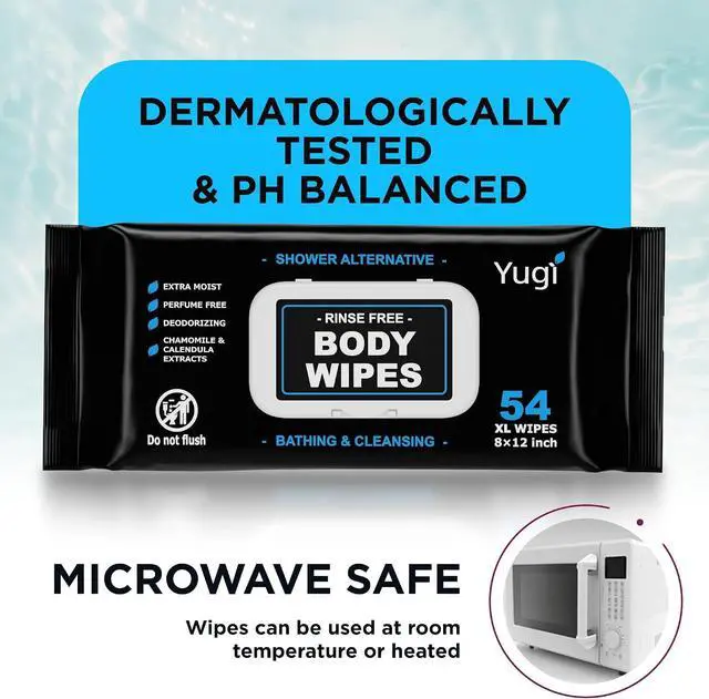 Alt view image 6 of 7 - Adult Body Wipes XL No-Rinse shower, Washcloths, Unscented Bathing for Elderly, Camping, Gym, Travel & Nursing, Extra Moist and Disposable (1 Pack) of 54