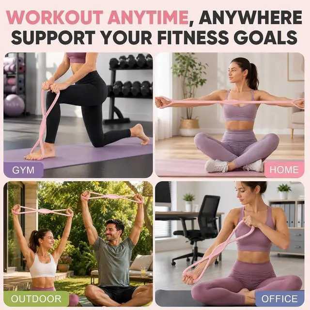 Alt view image 7 of 7 - Figure 8 Resistance Bands, Exercise Bands for Stretching, 1Pcs | Fit Arms, Shoulder, Leg & Back, Non-Slip Handles, Home Gym, Yoga & Physical Therapy - Toning, Posture Correction,Women & Men