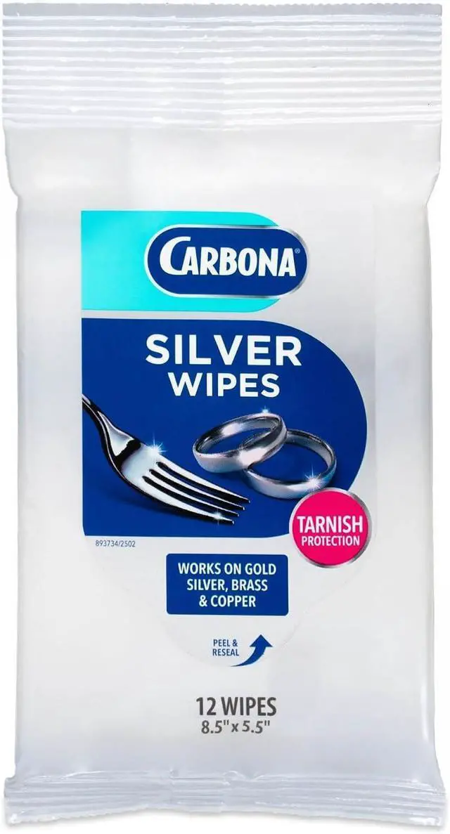 Main image of Carbona Silver Wipes | Metal Cleaner & Polish | 12 Wipes, 1 Pack