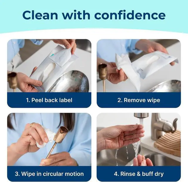 Alt view image 4 of 7 - Carbona Silver Wipes | Metal Cleaner & Polish | 12 Wipes, 1 Pack