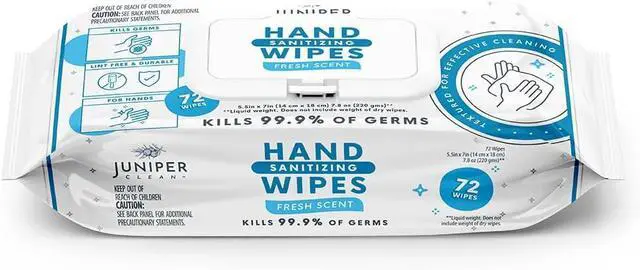 Main image of Juniper CLEAN, 1 Pack Hand Sanitizing Wipes, 72 Count Disposable Hand Sanitizer Wipes, Fresh Scent, Lint Free & Durable