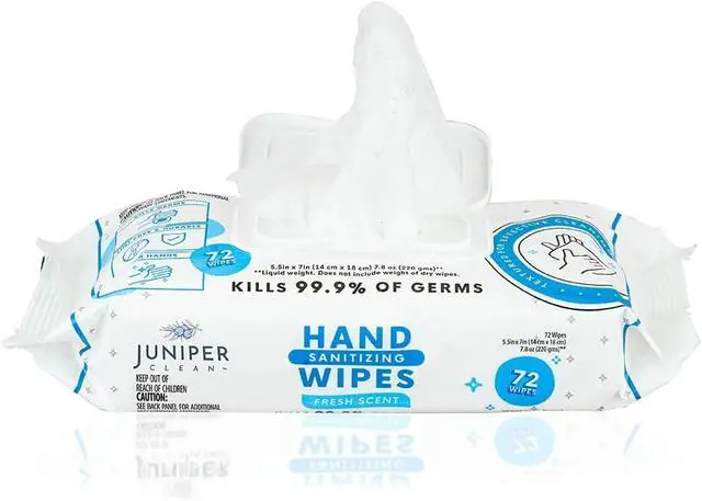 Alt view image 6 of 7 - Juniper CLEAN, 1 Pack Hand Sanitizing Wipes, 72 Count Disposable Hand Sanitizer Wipes, Fresh Scent, Lint Free & Durable