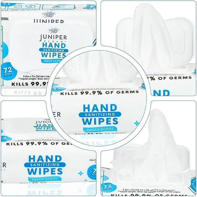 Alt view image 7 of 7 - Juniper CLEAN, 1 Pack Hand Sanitizing Wipes, 72 Count Disposable Hand Sanitizer Wipes, Fresh Scent, Lint Free & Durable