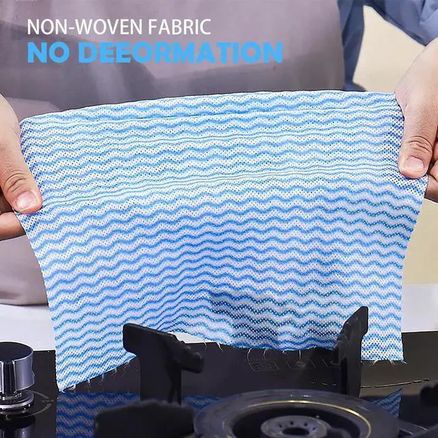 Alt view image 3 of 6 - Disposable Cleaning Cloths Multi-Purpose Heavy Duty Disposable Dish Cloth Dish Rags for Kitchen, 7.87 x 15.75 inches -50 Counts/Pack,Blue