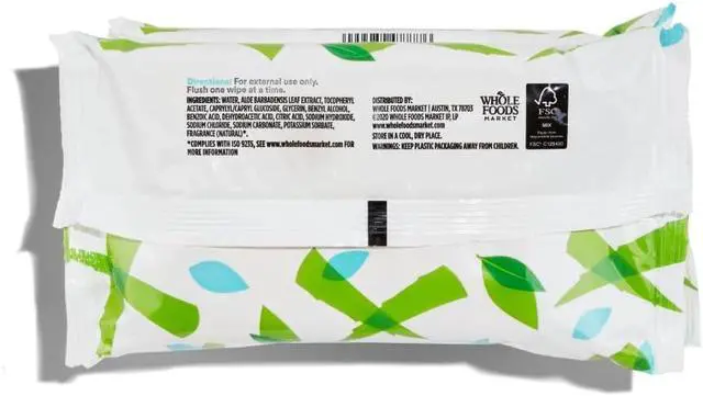Alt view image 2 of 3 - 365 by Whole Foods Market, Plant-Based Flushable Wipes, Aloe & Green Tea Scent, 42 Count (Pack of 3)