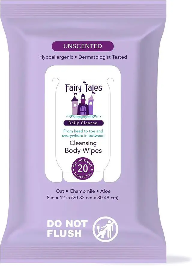 Alt view image 2 of 7 - Fairy Tales Daily Cleanse XL Wipes for Kids Extra Large Body Wipes, Gentle Disposable Washcloths, Unscented, Alcohol Free Cleansing Cloths - 20ct
