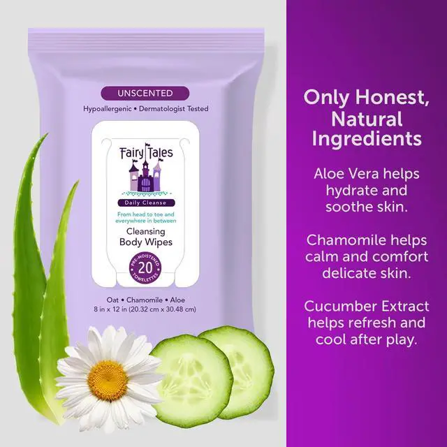 Alt view image 6 of 7 - Fairy Tales Daily Cleanse XL Wipes for Kids Extra Large Body Wipes, Gentle Disposable Washcloths, Unscented, Alcohol Free Cleansing Cloths - 20ct