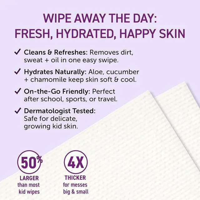Alt view image 4 of 7 - Fairy Tales Daily Cleanse XL Wipes for Kids Extra Large Body Wipes, Gentle Disposable Washcloths, Unscented, Alcohol Free Cleansing Cloths - 20ct