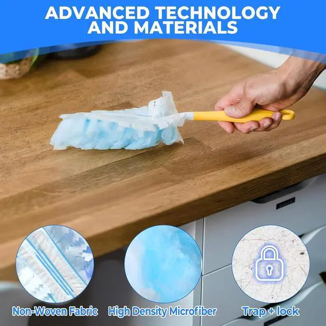 Alt view image 3 of 7 - 10 Pack Duster Refills Compatible with Swiffer, Disposable Microfiber Replacement Heads for Multi-Surface Cleaning on Blinds, Furniture & Fans, Blue (No Handle) | For Blinds