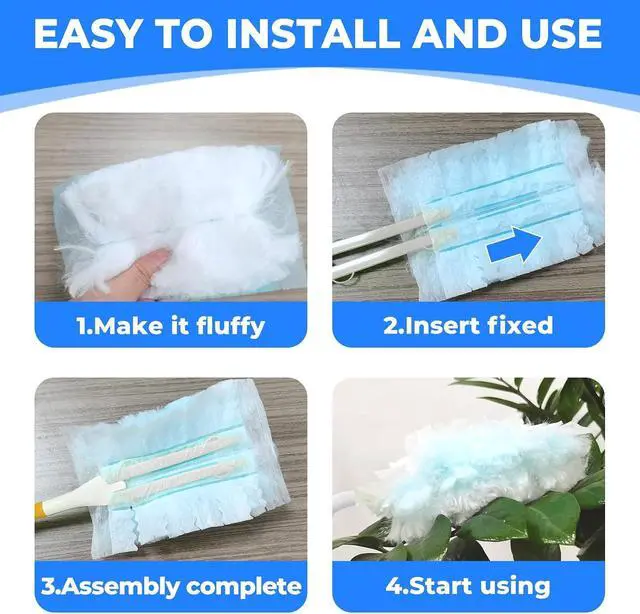 Alt view image 7 of 7 - 10 Pack Duster Refills Compatible with Swiffer, Disposable Microfiber Replacement Heads for Multi-Surface Cleaning on Blinds, Furniture & Fans, Blue (No Handle) | For Blinds