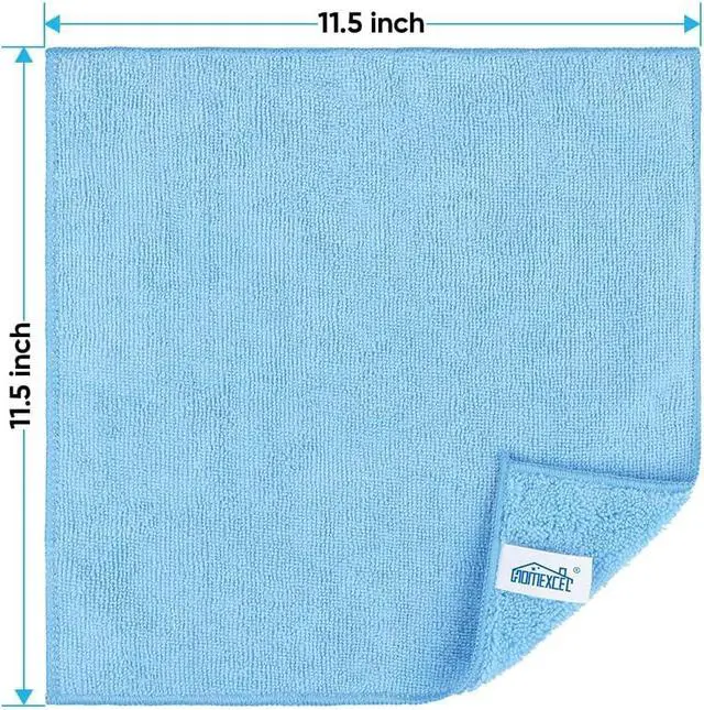 Alt view image 2 of 6 - HOMEXCEL Blue Microfiber Cleaning Cloth, Microfiber Towels for Car, 12 Pack | Lint Free Cleaning Rags for Household, Kitchen, Car Wash Towels for Detailing Drying, Scratch-Free, 11.5"X 11.5"