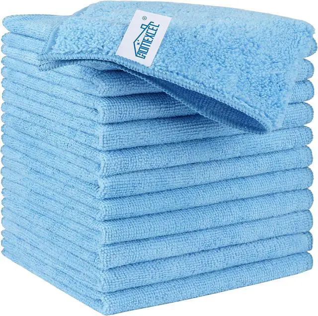 Main image of HOMEXCEL Blue Microfiber Cleaning Cloth, Microfiber Towels for Car, 12 Pack | Lint Free Cleaning Rags for Household, Kitchen, Car Wash Towels for Detailing Drying, Scratch-Free, 11.5"X 11.5"