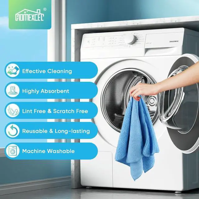 Alt view image 6 of 6 - HOMEXCEL Blue Microfiber Cleaning Cloth, Microfiber Towels for Car, 12 Pack | Lint Free Cleaning Rags for Household, Kitchen, Car Wash Towels for Detailing Drying, Scratch-Free, 11.5"X 11.5"