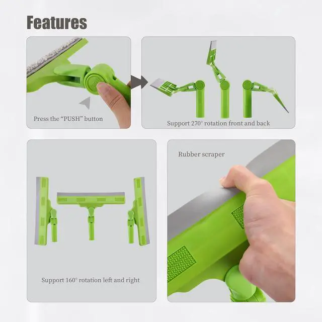 Alt view image 6 of 6 - Homilifibra All-Purpose Shower Squeegee for Glass Doors, Bathroom Cleaner Tool for Household Home Window Mirror, Cleaning Tile Wall,Car,Windshield Squeegee with 12" Blade and 15" Long Handle
