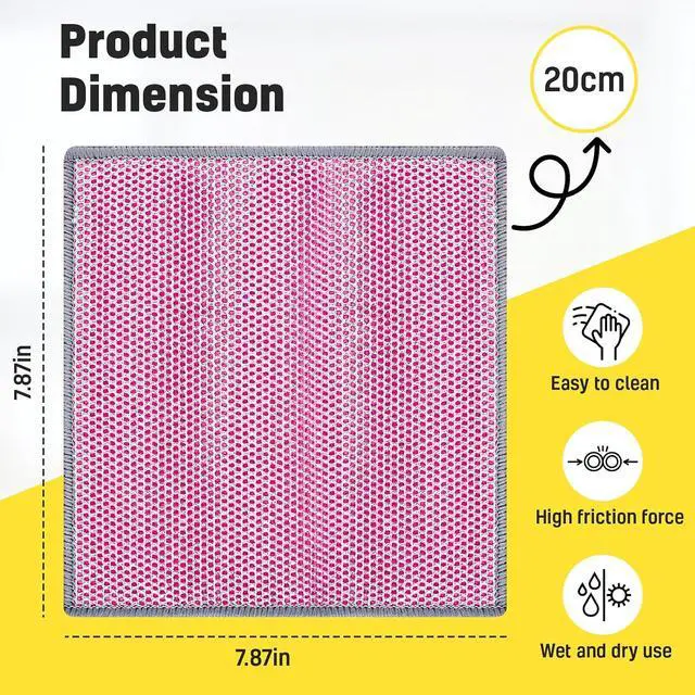 Alt view image 4 of 7 - NEW 2026 | Non Scratch Wire Dishcloth | Metal Cleaning Rag for Kitchen Cookware | Silver Mesh Dishcloth | Double Sided | Metal & Coconut Fiber Scrubbers | 10 pcs Colorful Cloth
