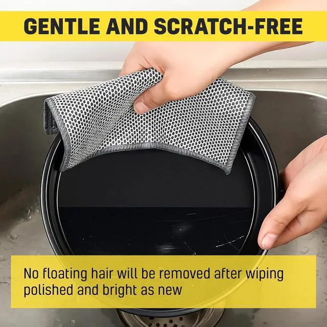 Alt view image 7 of 7 - NEW 2026 | Non Scratch Wire Dishcloth | Metal Cleaning Rag for Kitchen Cookware | Silver Mesh Dishcloth | Double Sided | Metal & Coconut Fiber Scrubbers | 10 pcs Colorful Cloth