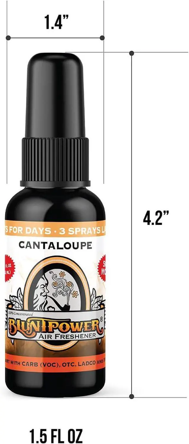 Alt view image 4 of 4 - BluntPower (Cantaloupe, 1 Pack) Concentrated Air Freshener for Room and Car Spray - Oil-Based Diffuser Spray Bottle - Long-Lasting Bathroom Spray, Car Freshener, & Odor Eliminator Spray