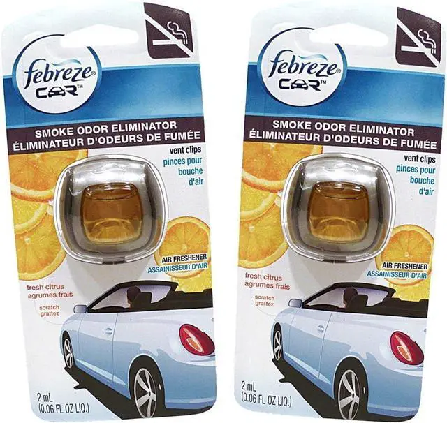 Main image of Febreze Car Vent Clips Air Freshener Smoke Odor Eliminator, Citrus Scent 2 Pack