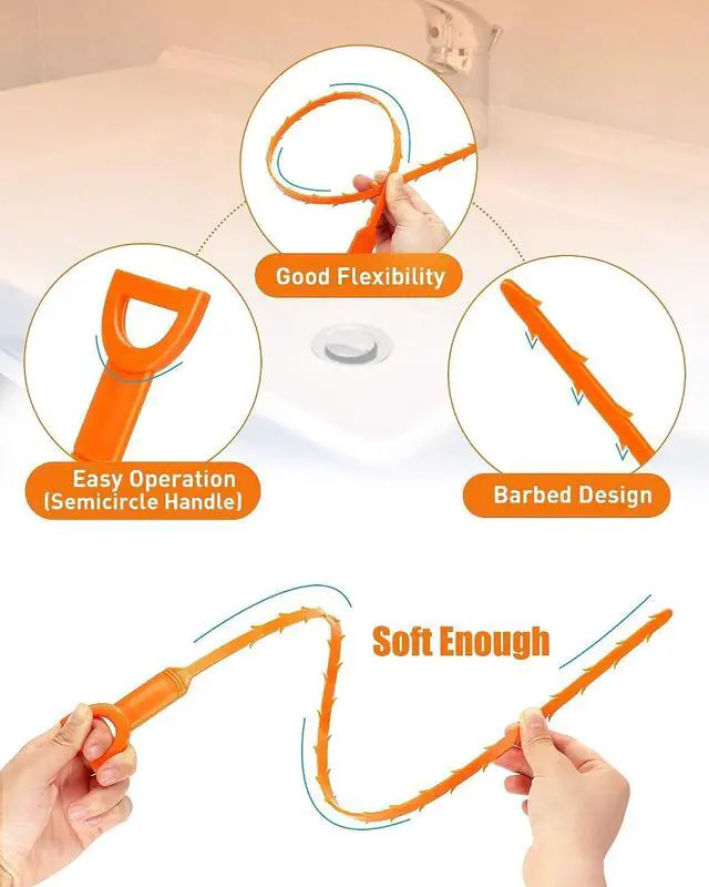 Alt view image 2 of 7 - 6 Pack 25 Inch Drain Snake Hair Clog Remover Tool, Flexible Sink Drain Cleaner for Shower, Bathtub, Bathroom Sink and Kitchen Sink, Reusable Drain Cleaning Tool for Hair Blockage Removal