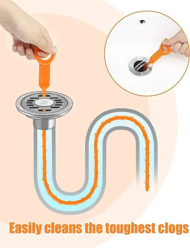 Alt view image 3 of 7 - 6 Pack 25 Inch Drain Snake Hair Clog Remover Tool, Flexible Sink Drain Cleaner for Shower, Bathtub, Bathroom Sink and Kitchen Sink, Reusable Drain Cleaning Tool for Hair Blockage Removal