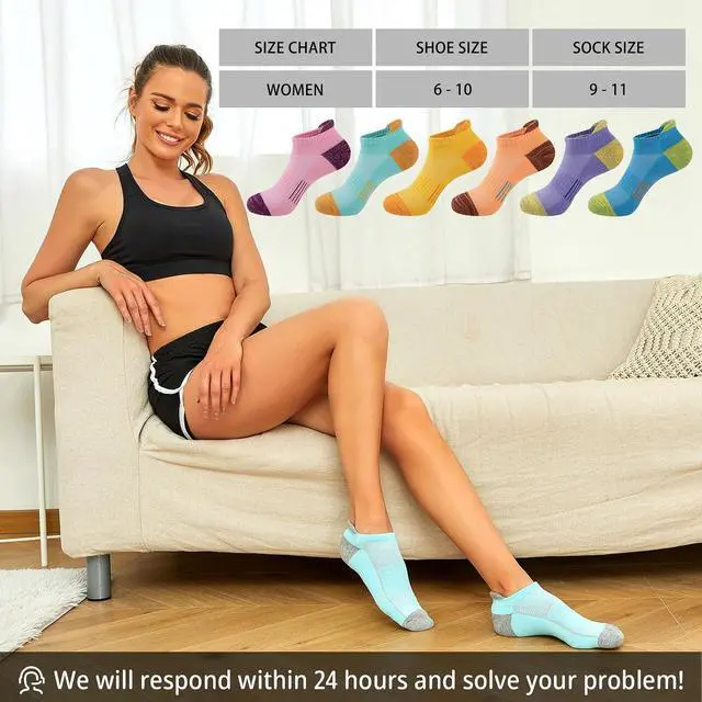 Alt view image 2 of 6 - Heatuff Womens Low Cut Ankle Athletic Socks Cushioned Running Performance Breathable Tab Sock (6 Pairs)