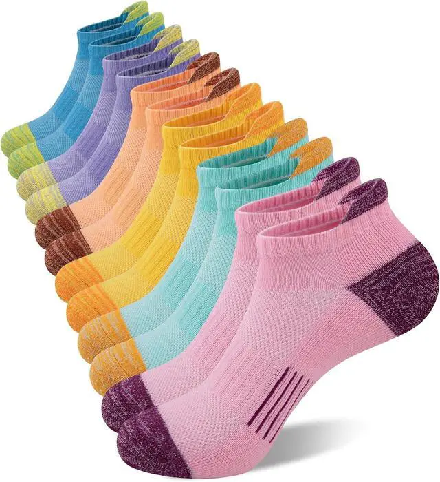 Main image of Heatuff Womens Low Cut Ankle Athletic Socks Cushioned Running Performance Breathable Tab Sock (6 Pairs)