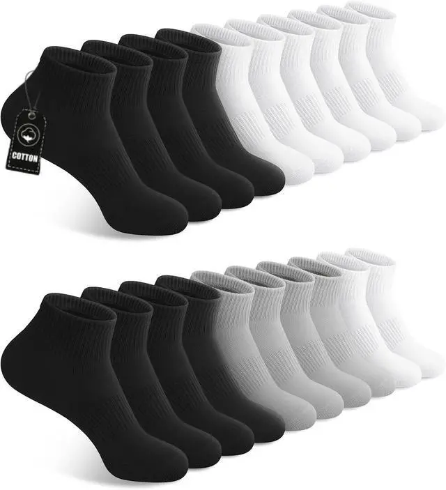 Main image of YSense 10 Pairs Womens Ankle Socks Cotton Quarter Socks Women Men | Soft Breathable, Moisture-Wicking, Arch Support, Toe Seamles, Mini Crew Socks, Casual Athletic Gym Workout