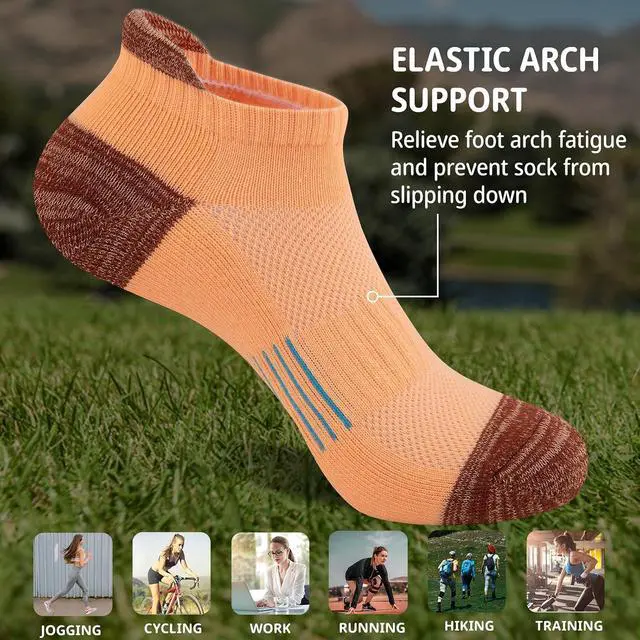 Alt view image 6 of 6 - Heatuff Womens Low Cut Ankle Athletic Socks Cushioned Running Performance Breathable Tab Sock (6 Pairs)