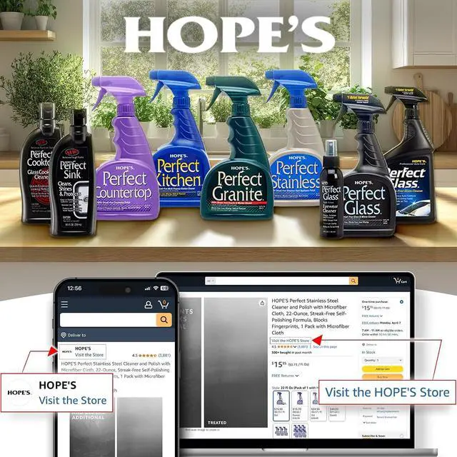 Alt view image 7 of 7 - HOPE'S Perfect Cooktop Glass and Ceramic Cooktop and Stove Top Cleaner, Fast Acting and Removes Burnt on Stains from Glass Ceramic Smooth Top Ranges with its No Rinse Formula, 10.6 Oz, Pack of 1