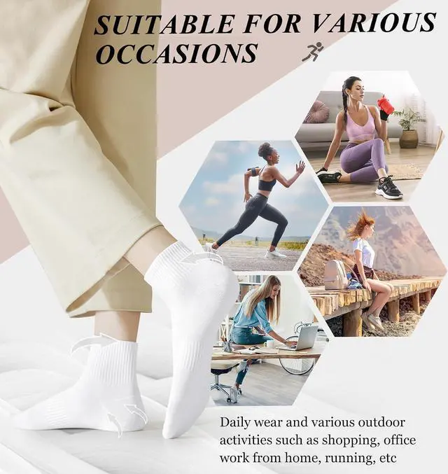 Alt view image 6 of 6 - YSense 10 Pairs Womens Ankle Socks Cotton Quarter Socks Women Men | Soft Breathable, Moisture-Wicking, Arch Support, Toe Seamles, Mini Crew Socks, Casual Athletic Gym Workout