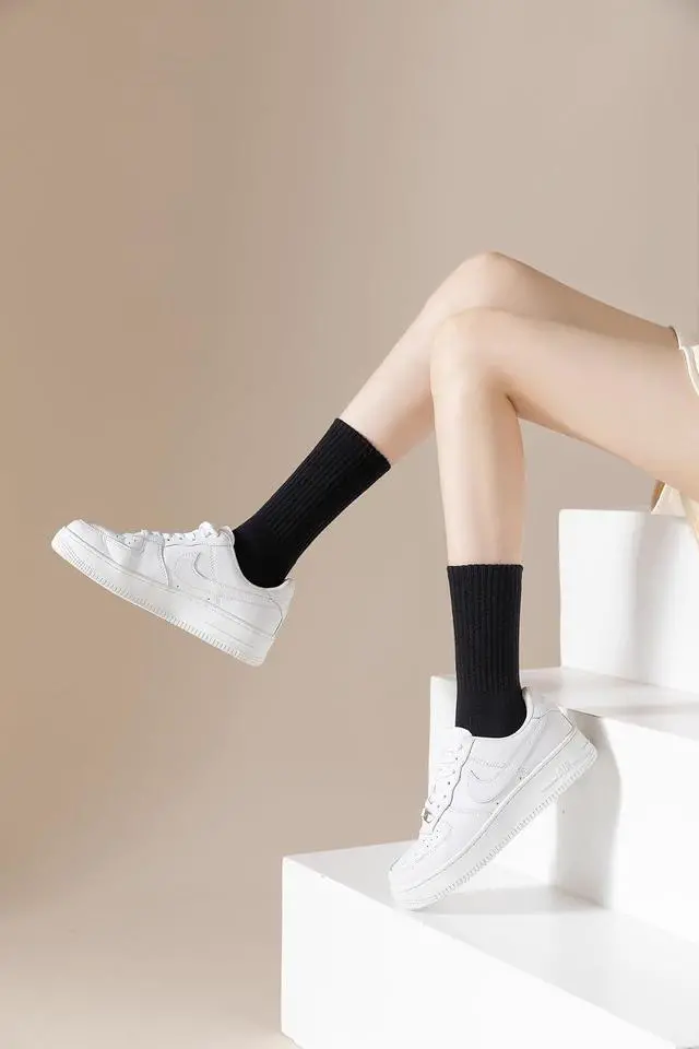Alt view image 5 of 6 - Irisbear Cushion Crew Socks for Women Cotton Running Hiking Athletic Long Socks for Women 5 Pairs