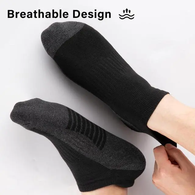 Alt view image 6 of 7 - eallco Mens Ankle Socks Low Cut Athletic Cushioned Running Tab Socks 6 Pack