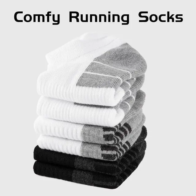 Alt view image 5 of 7 - eallco Mens Ankle Socks Low Cut Athletic Cushioned Running Tab Socks 6 Pack