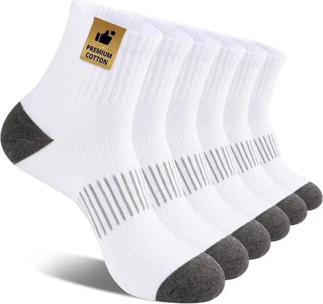 Main image of Heatuff Men's Ankle Socks Cotton Quarter Thin Moisture Wicking Casual Mid Socks Men (6 Pairs)