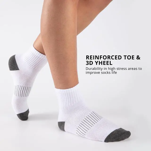 Alt view image 4 of 7 - Heatuff Men's Ankle Socks Cotton Quarter Thin Moisture Wicking Casual Mid Socks Men (6 Pairs)