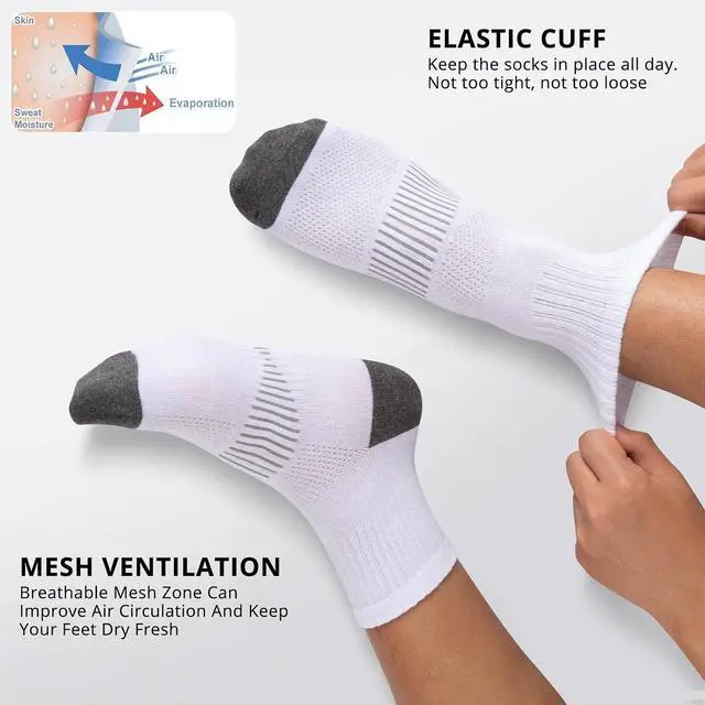 Alt view image 3 of 7 - Heatuff Men's Ankle Socks Cotton Quarter Thin Moisture Wicking Casual Mid Socks Men (6 Pairs)