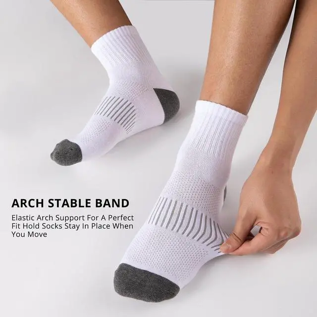 Alt view image 5 of 7 - Heatuff Men's Ankle Socks Cotton Quarter Thin Moisture Wicking Casual Mid Socks Men (6 Pairs)