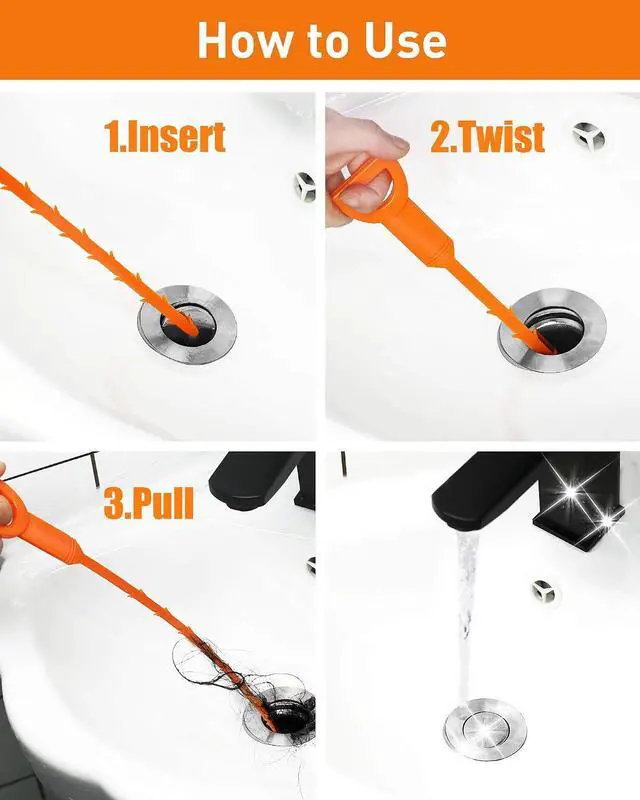Alt view image 4 of 7 - 6 Pack 25 Inch Drain Snake Hair Clog Remover Tool, Flexible Sink Drain Cleaner for Shower, Bathtub, Bathroom Sink and Kitchen Sink, Reusable Drain Cleaning Tool for Hair Blockage Removal
