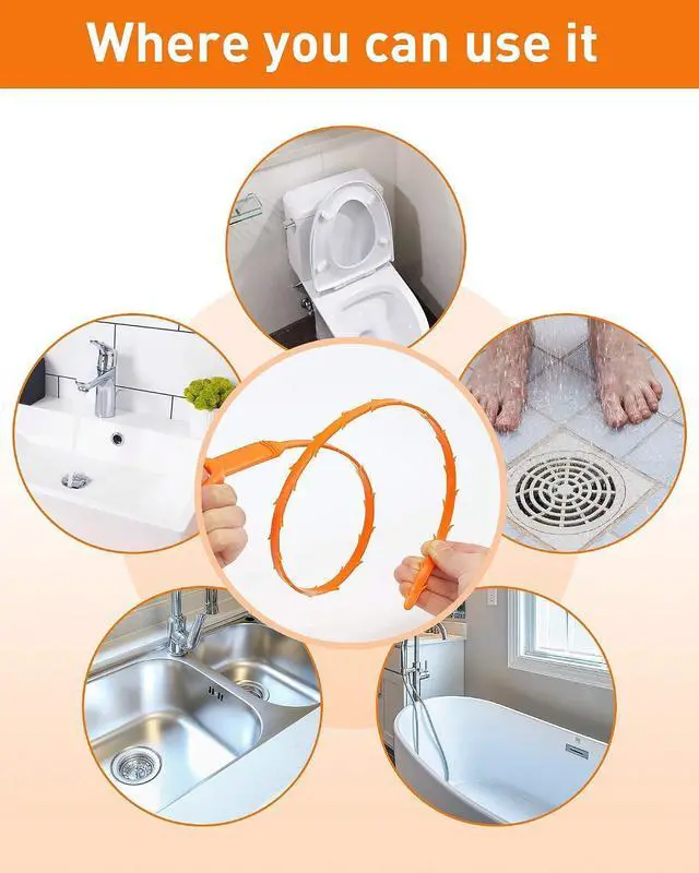 Alt view image 7 of 7 - 6 Pack 25 Inch Drain Snake Hair Clog Remover Tool, Flexible Sink Drain Cleaner for Shower, Bathtub, Bathroom Sink and Kitchen Sink, Reusable Drain Cleaning Tool for Hair Blockage Removal