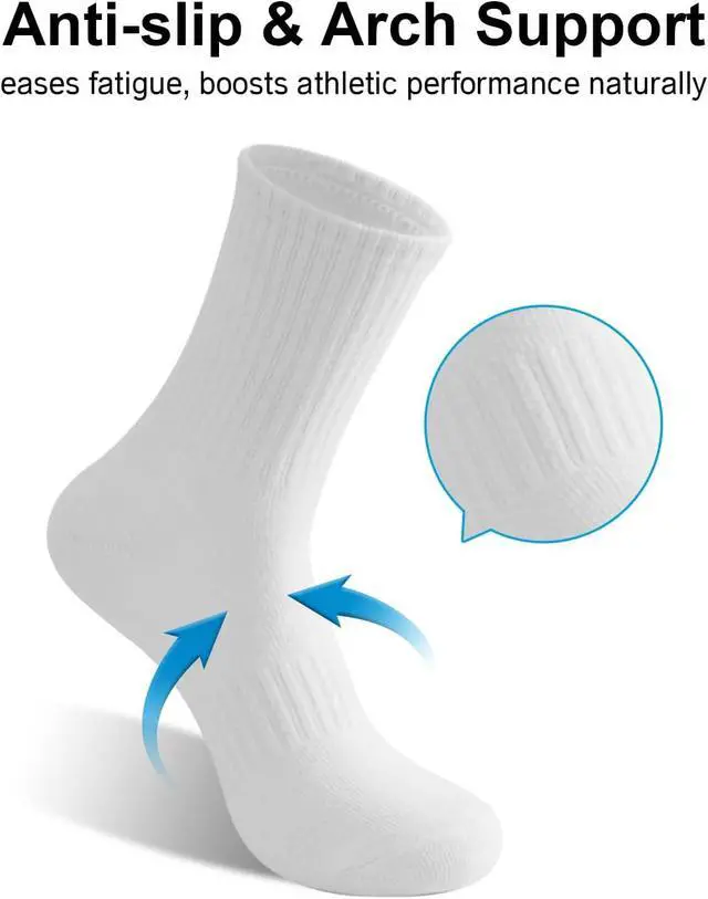 Alt view image 5 of 6 - Irisbear Mens Cotton Crew Socks Athletic Lightweight Workout Long Boot Socks 5 Pairs
