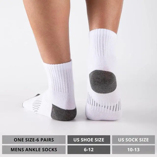 Alt view image 6 of 7 - Heatuff Men's Ankle Socks Cotton Quarter Thin Moisture Wicking Casual Mid Socks Men (6 Pairs)