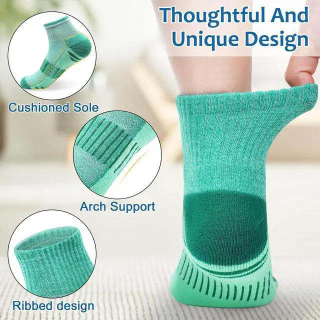 Alt view image 2 of 7 - YSense 8 Pairs Mini Crew Ankle Socks for Women, Quarter Athletic Socks | Breathable Moisture Wicking, Cushioned, Arch Support, Casual Gym, for Hiking Sports Work