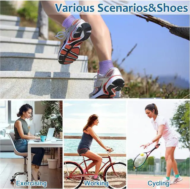 Alt view image 5 of 7 - YSense 8 Pairs Mini Crew Ankle Socks for Women, Quarter Athletic Socks | Breathable Moisture Wicking, Cushioned, Arch Support, Casual Gym, for Hiking Sports Work