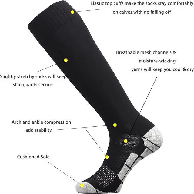 Alt view image 4 of 6 - CWVLC Soccer Socks (1/3/5 pairs) Team Sport Knee High Socks for Adult Youth Kids