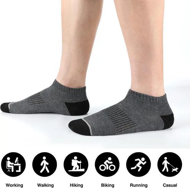 Alt view image 2 of 7 - COOVAN 8 Pairs Mens Ankle Socks Cushioned Low Cut Breathable Casual Socks