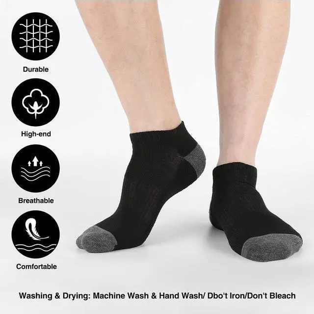 Alt view image 3 of 7 - COOVAN 8 Pairs Mens Ankle Socks Cushioned Low Cut Breathable Casual Socks