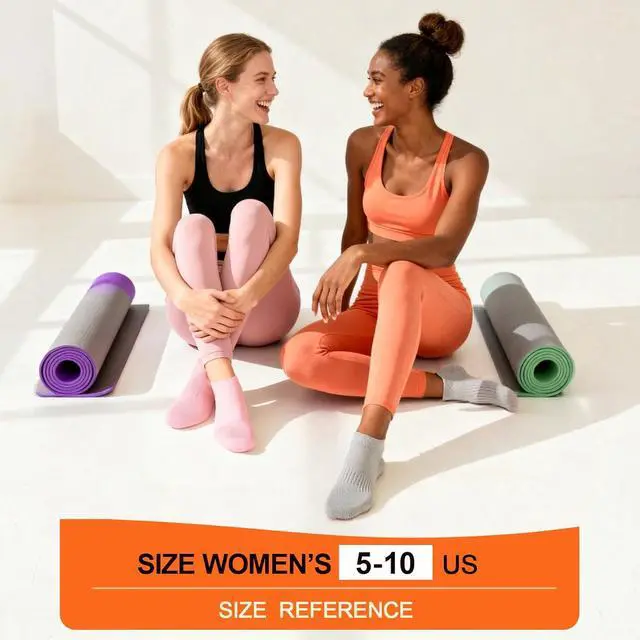 Alt view image 6 of 7 - 6 Pairs Pilates Socks for Women, Grip Yoga Crew Socks, Non Slip Grippy for Barre, Ballet, Dance & Hospital
