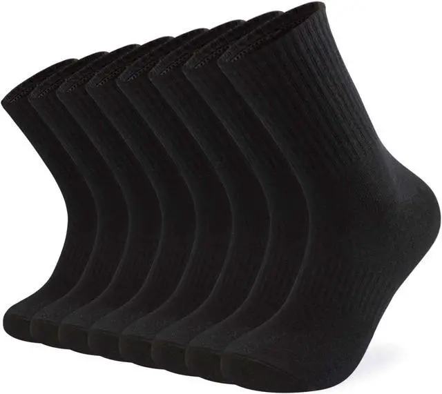 Main image of Mens Crew Socks Cotton Athletic Cushioned Running Workout Gym Long Socks | 4 Pairs