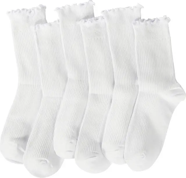 Alt view image 6 of 6 - BomKinta Ruffle Socks Women Turn-Cuff Frilly Sock Cotton Crew Socks | Lightweight, Athletic, Gifts